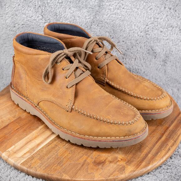 Clarks Men's Vargo Mid Light Tan Brown Leather Chukka Boots Size 11 - Picture 1 of 9